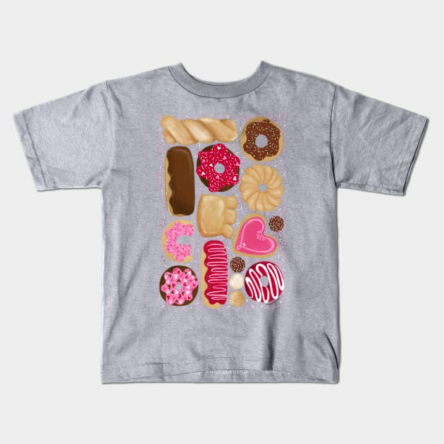 Donuts Party - yummy allover pattern design with sprinkles Kids T-Shirt by Steph Calvert Art